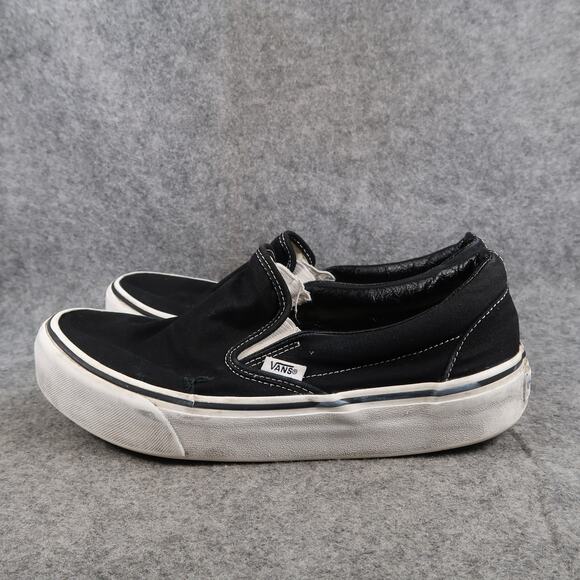 Vans Shoes Womens 9 Classic Slip On Platform Sneakers Canvas Black Skate Casual - Picture 7 of 16